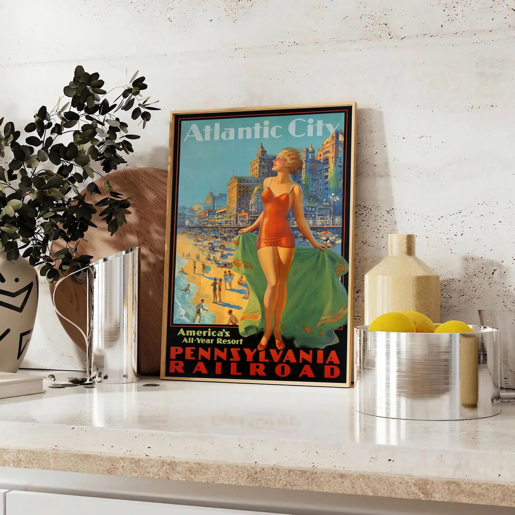 America Atlantic City Railroad Travel Poster Art