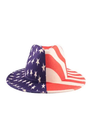 AMERICAN FLAG FELT FASHION BRIM HAT