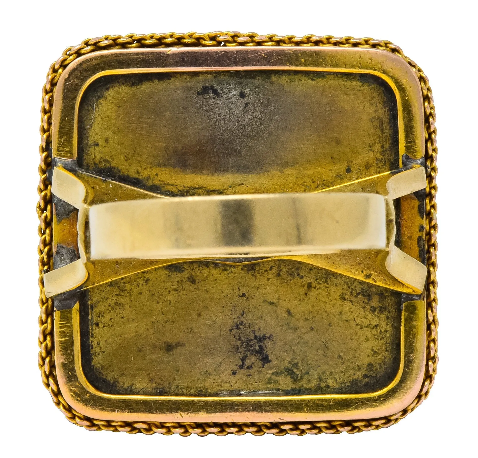 Antique Victorian 14 Karat Gold Copper Shakudō Ocean Ship Ring
