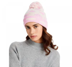 Aqua Womens Heart Jacquard Cuffed Beanie Pom Pom Hat