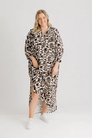 Arenes Motif Shirt Dress - Ecru Motif Print
