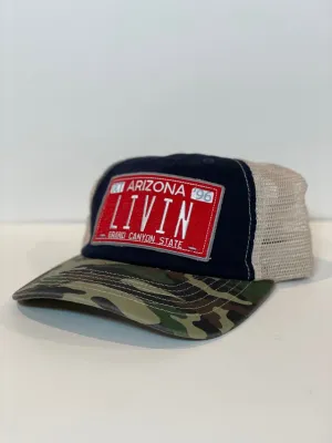 Arizona Livin License Plate Navy / Camo Stitch Mesh (Womens)