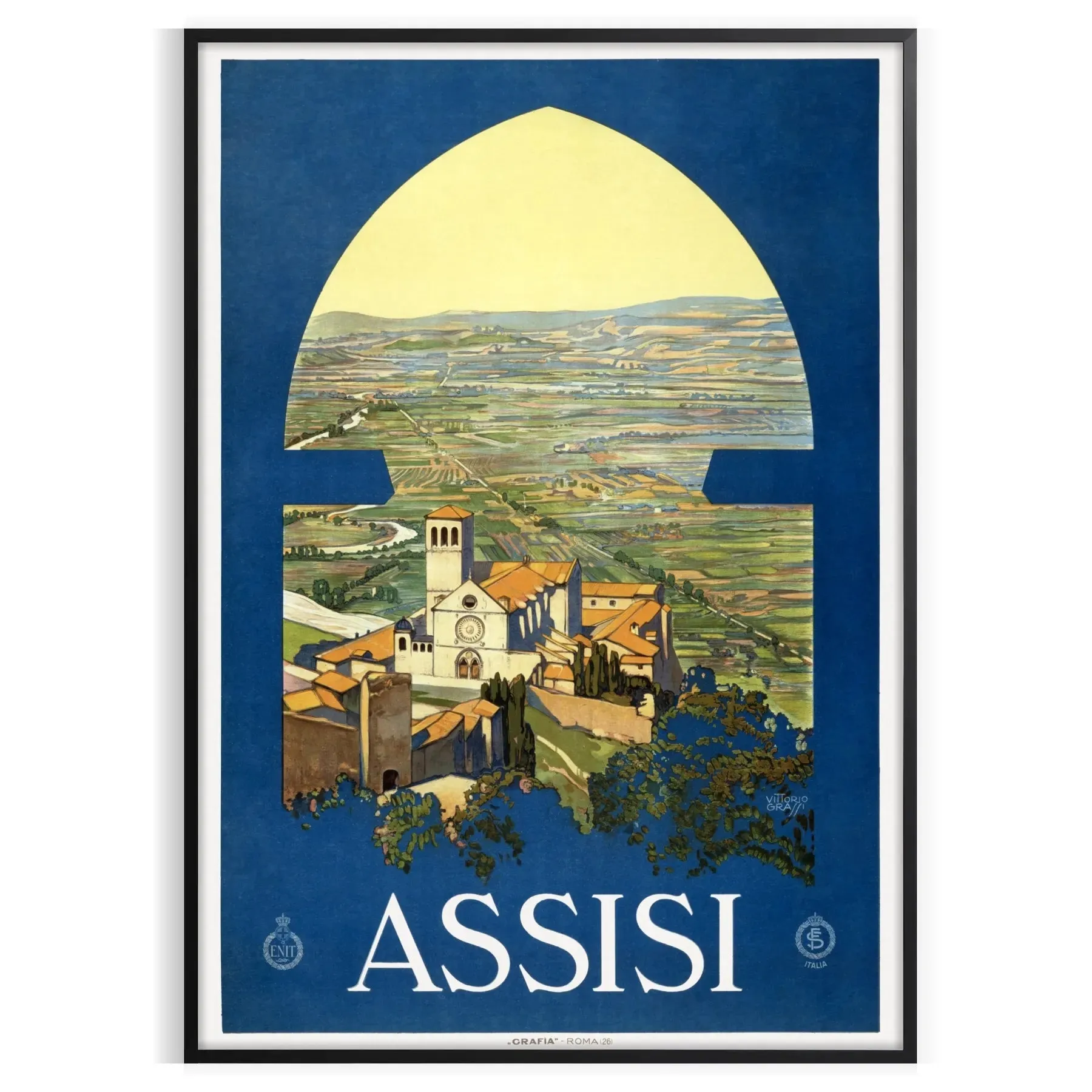 Assisi Italy Vintage Travel Print