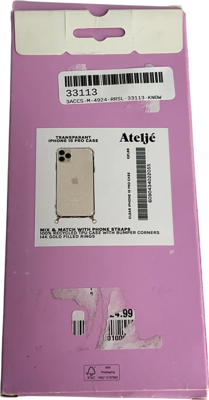 atelji Metallic Clear Glitter Iphone 15 Max Case One Size