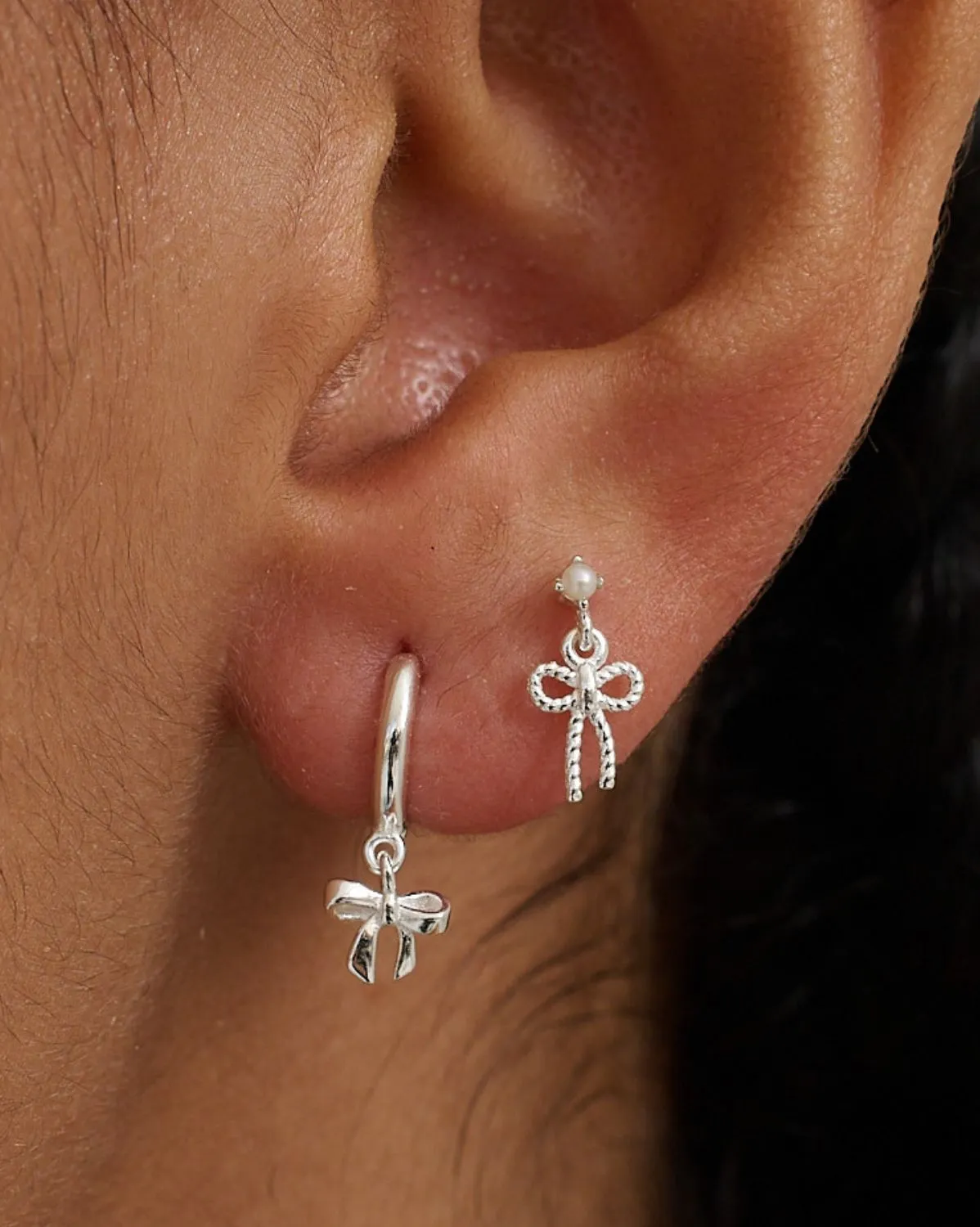 Ava Bow Earrings Set - Sterling Silver