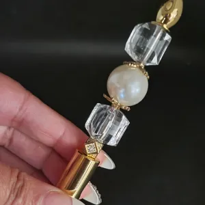 Ayoki - Pearl, Crystal & Gold Jeweled Ink Pen