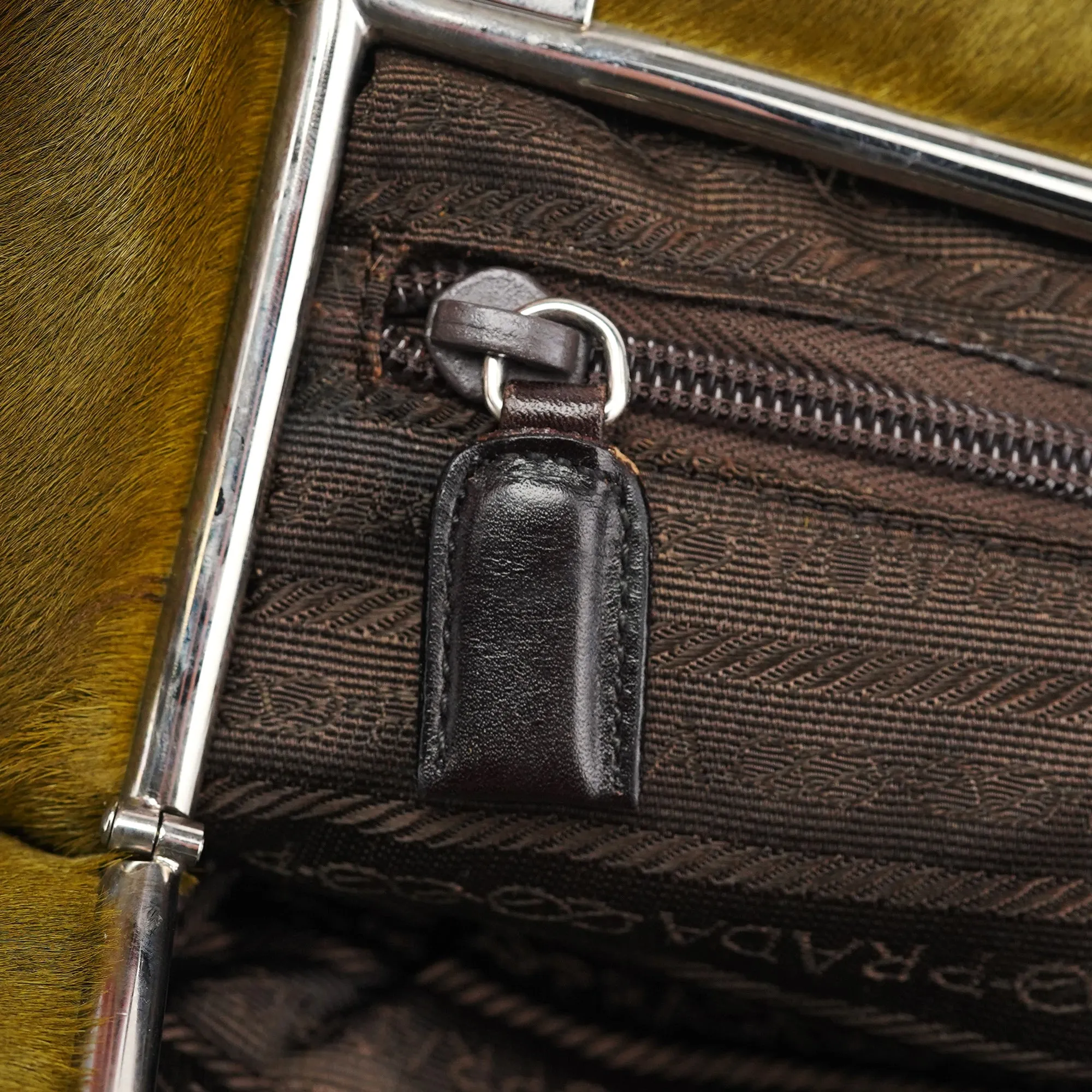 B6278 Green Fur Top Handle Bag