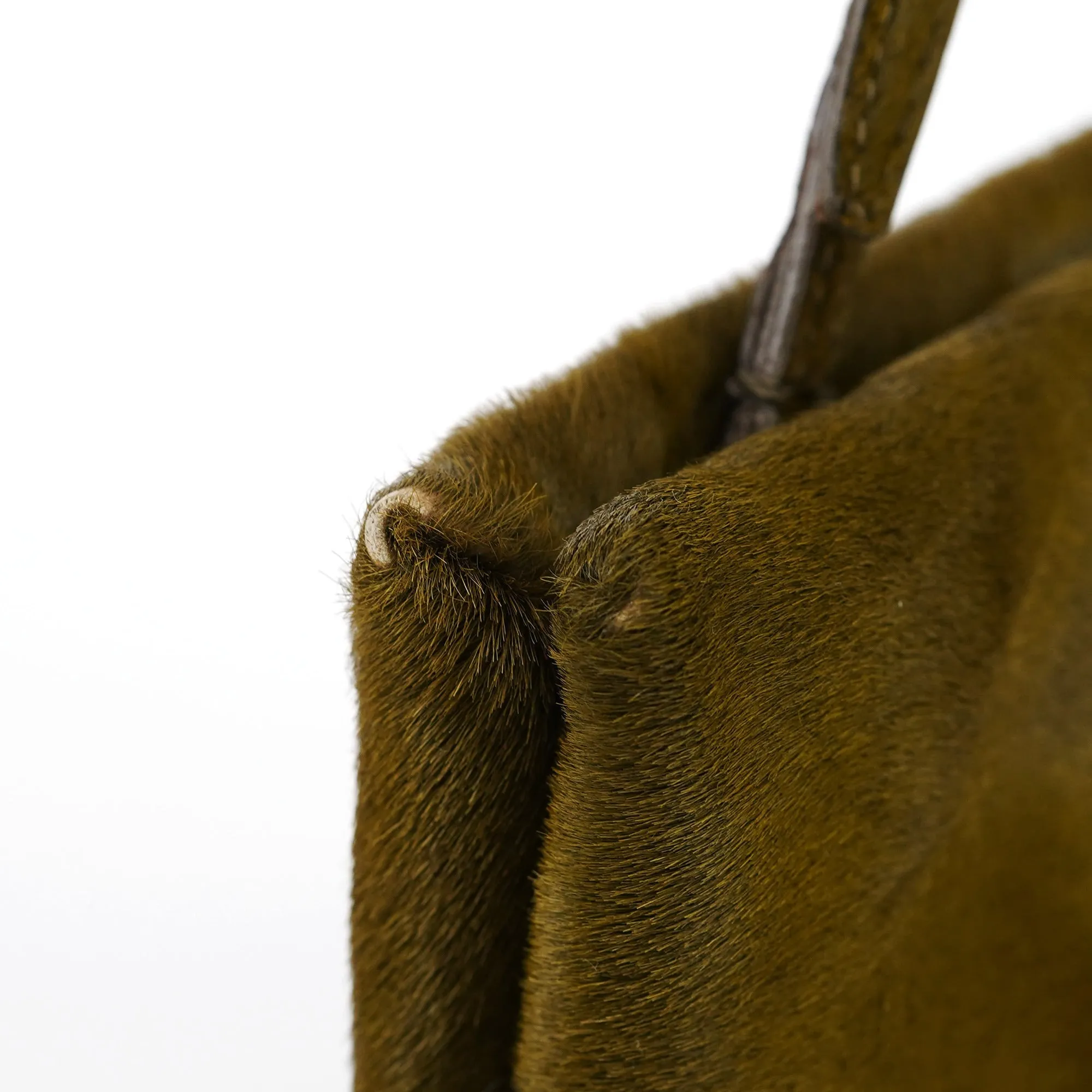 B6278 Green Fur Top Handle Bag