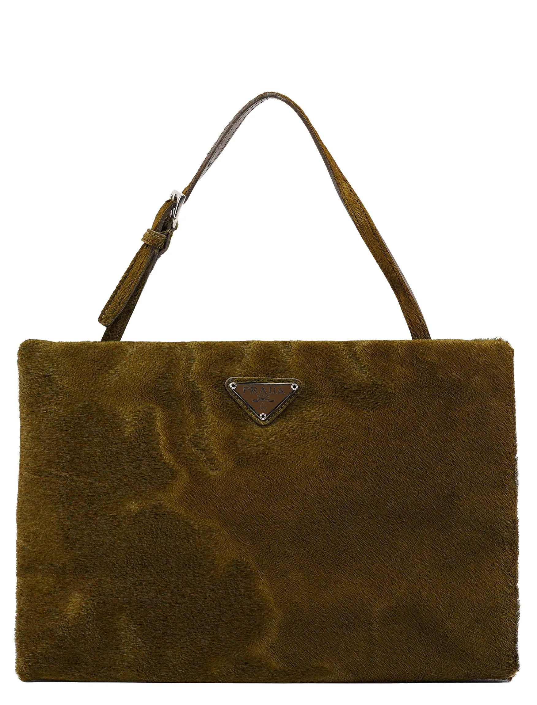 B6278 Green Fur Top Handle Bag