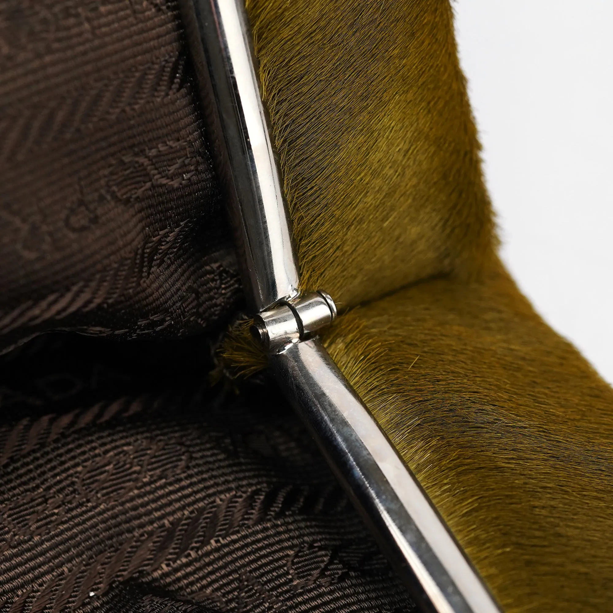 B6278 Green Fur Top Handle Bag