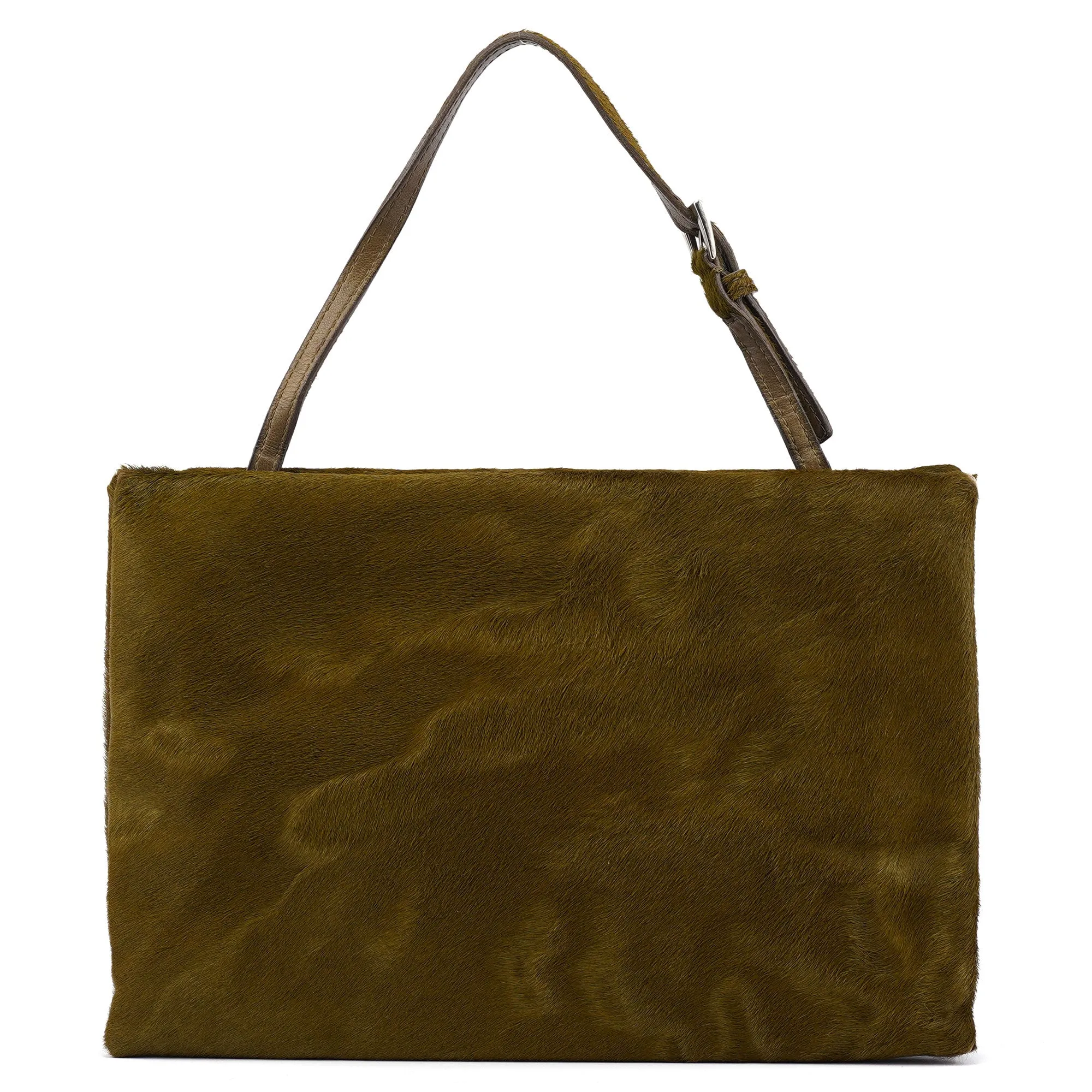 B6278 Green Fur Top Handle Bag