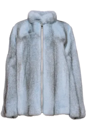 Baby Blue Silver Cross Mink Fur Jacket