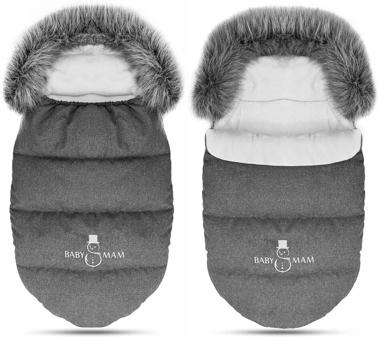 Baby Footmuff Collar Stroller Pushchair Sleeping Bag Husky Warm Dark Grey/Grey