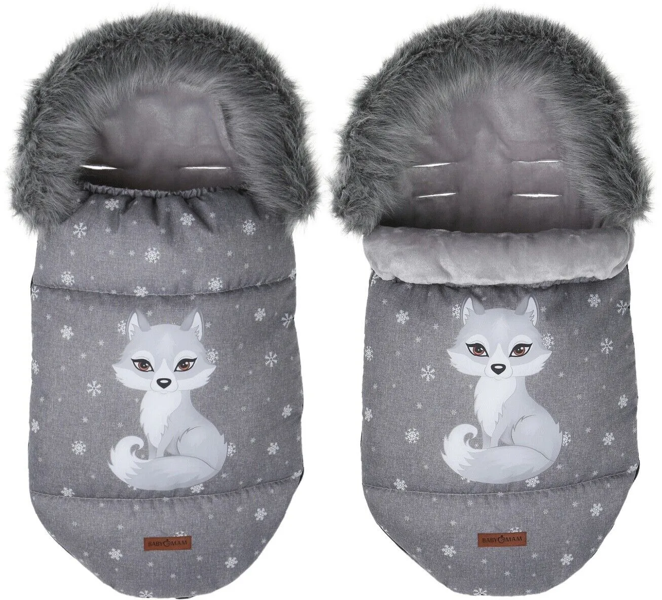 Baby Wolf/Grey Footmuff Collar Stroller Pushchair Sleeping Bag Husky Warm