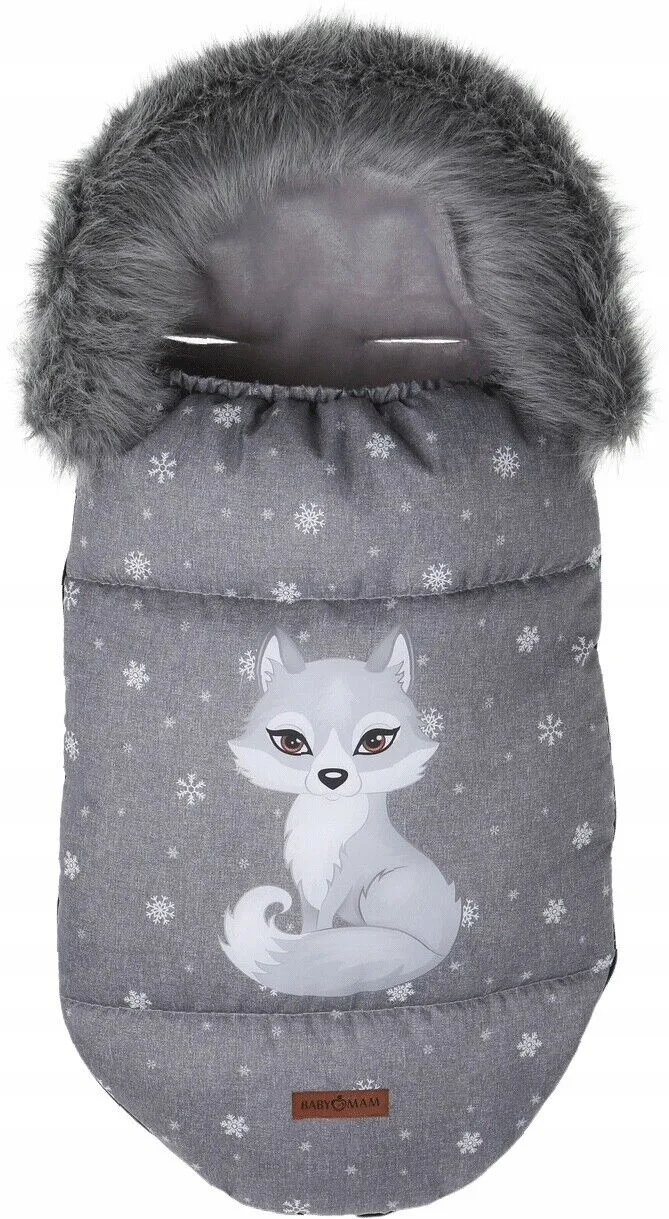 Baby Wolf/Grey Footmuff Collar Stroller Pushchair Sleeping Bag Husky Warm