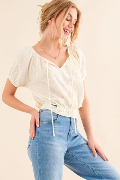 Back Tie Gauze Blouse