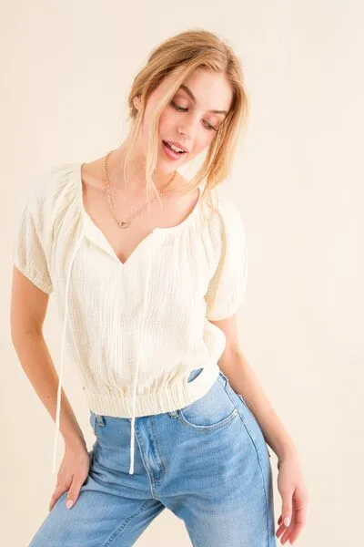 Back Tie Gauze Blouse