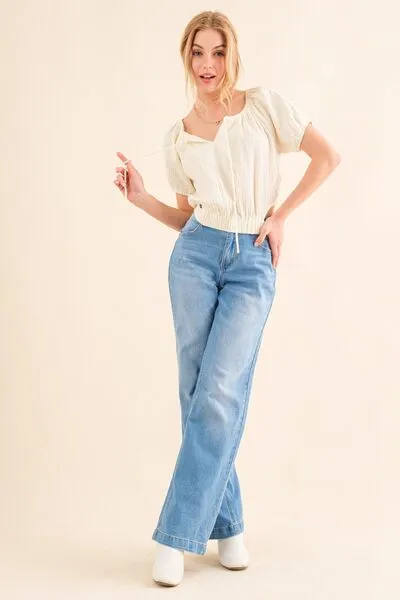 Back Tie Gauze Blouse