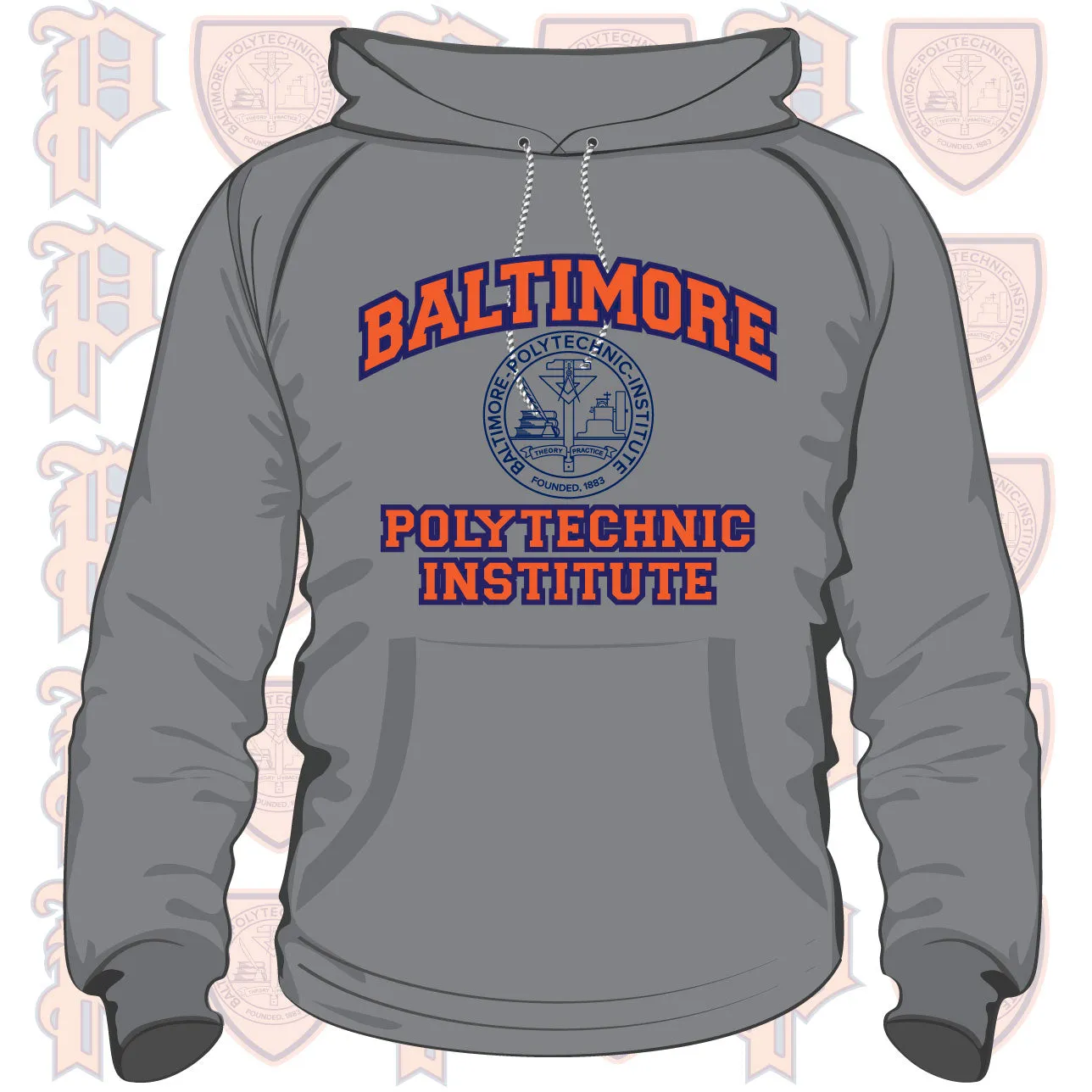 Baltimore Polytechnic Institute | POLY ARCH Gray Unisex Hoodie (DK)