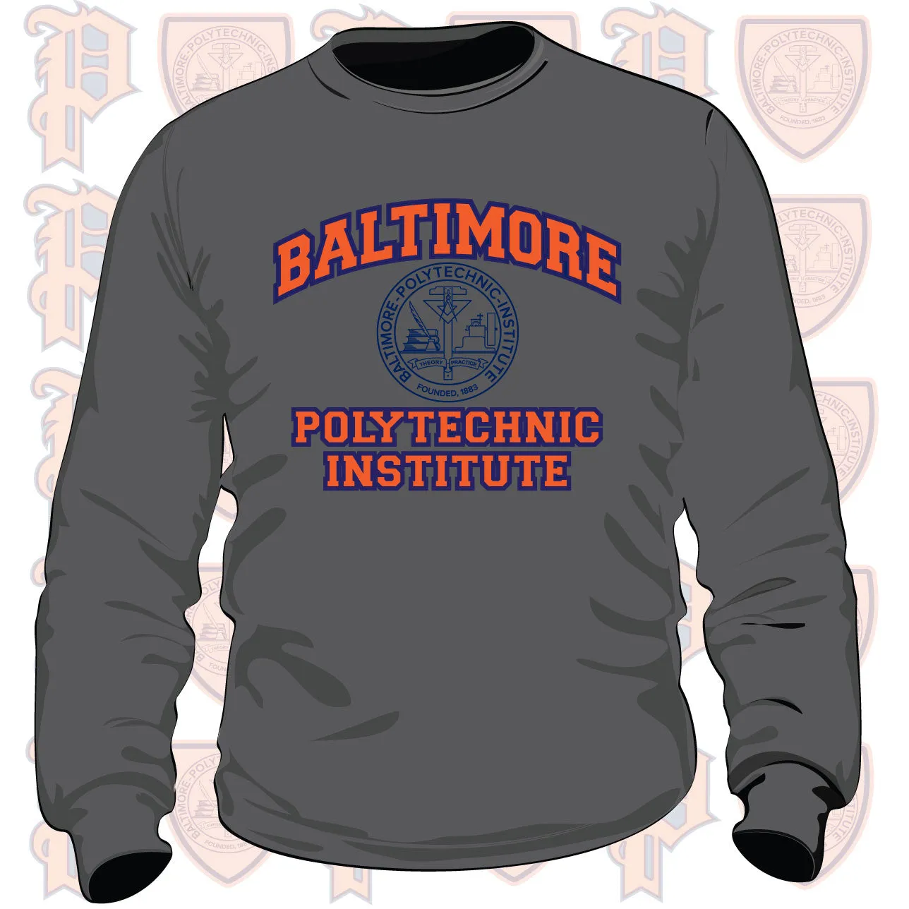 Baltimore Polytechnic Institute | POLY ARCH Gray Unisex Sweatshirt (DK)