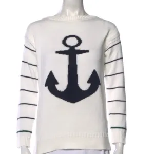 Barbour Coastal Chic Bateau Neckline Nautical Anchor Knit Sweater Size 10