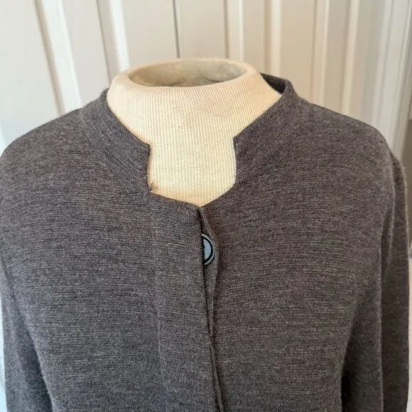 BCBGMAXAZRIA Sweater Jacket Women MED 100% Merino Wool Cardigan Knee Length Work