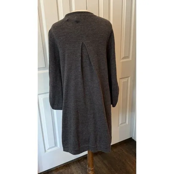 BCBGMAXAZRIA Sweater Jacket Women MED 100% Merino Wool Cardigan Knee Length Work