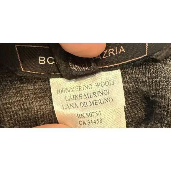 BCBGMAXAZRIA Sweater Jacket Women MED 100% Merino Wool Cardigan Knee Length Work