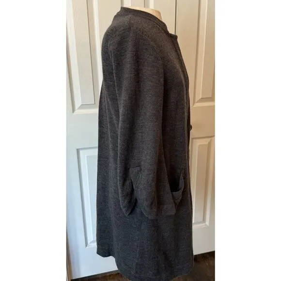BCBGMAXAZRIA Sweater Jacket Women MED 100% Merino Wool Cardigan Knee Length Work