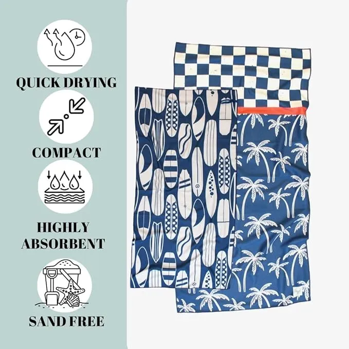 Beach Towel || XL Waffle Weave Microfiber || Travels Compact || Quick Drying || Ultra Absorbent || Camping, Beach, Boating, Pool || Elastic Storage Loop || Kiwi… (surf)