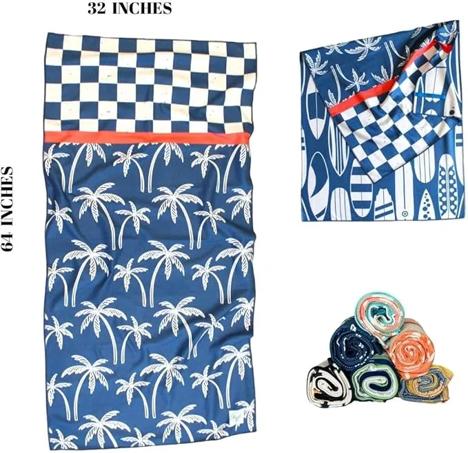 Beach Towel || XL Waffle Weave Microfiber || Travels Compact || Quick Drying || Ultra Absorbent || Camping, Beach, Boating, Pool || Elastic Storage Loop || Kiwi… (surf)