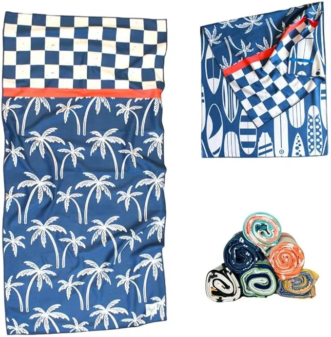 Beach Towel || XL Waffle Weave Microfiber || Travels Compact || Quick Drying || Ultra Absorbent || Camping, Beach, Boating, Pool || Elastic Storage Loop || Kiwi… (surf)