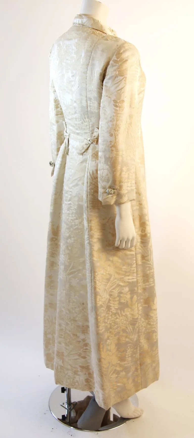 BEN ZUCKERMAN 2 pc Cream, Silver Brocade Coat & Gown