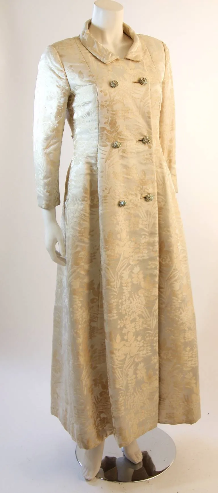 BEN ZUCKERMAN 2 pc Cream, Silver Brocade Coat & Gown