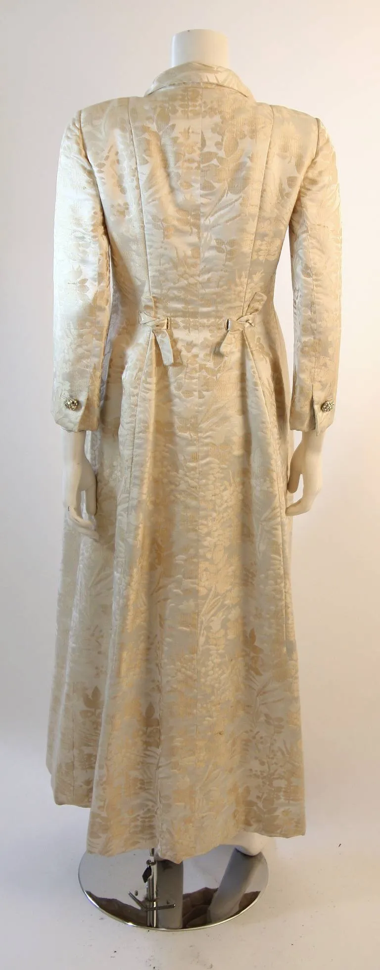 BEN ZUCKERMAN 2 pc Cream, Silver Brocade Coat & Gown