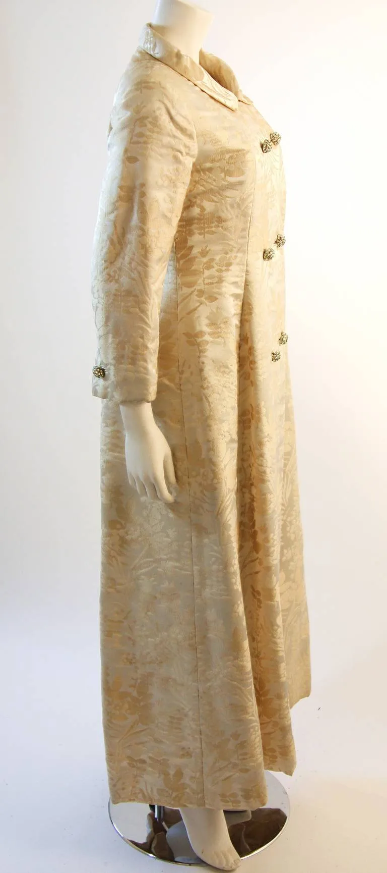 BEN ZUCKERMAN 2 pc Cream, Silver Brocade Coat & Gown