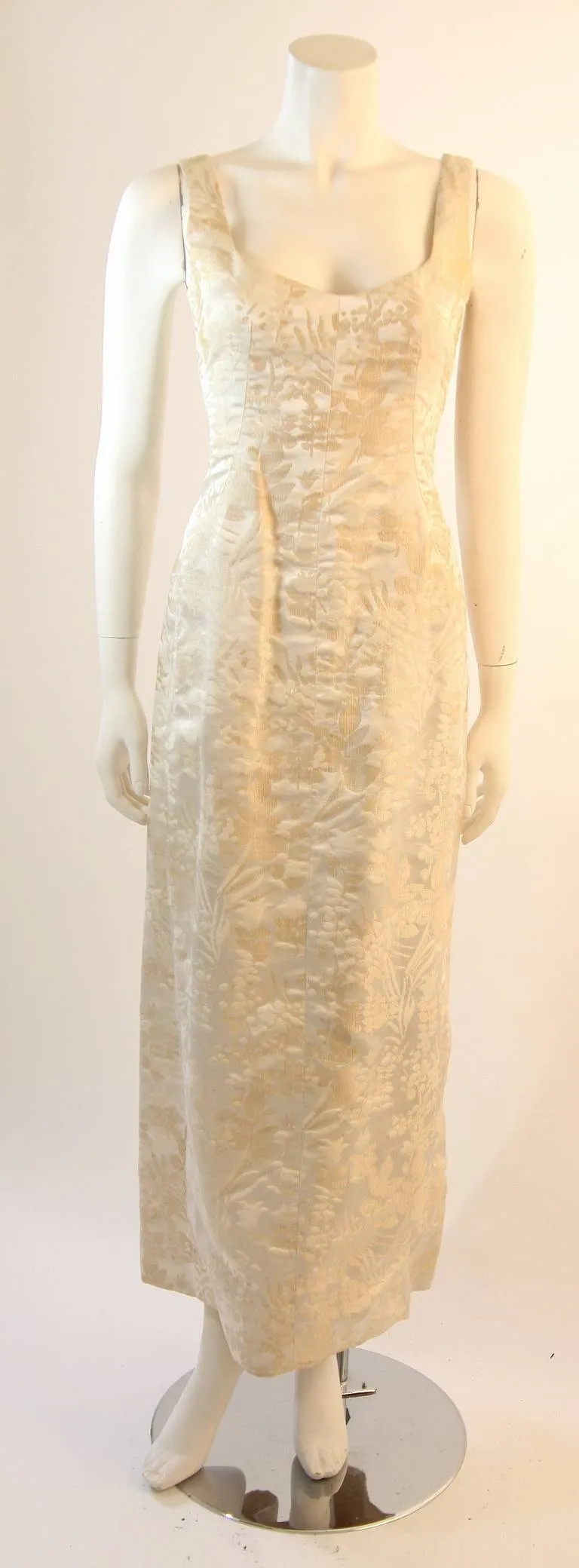 BEN ZUCKERMAN 2 pc Cream, Silver Brocade Coat & Gown