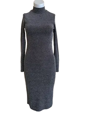 Bikkembergs Silver Black Metallic Bodycon Dress