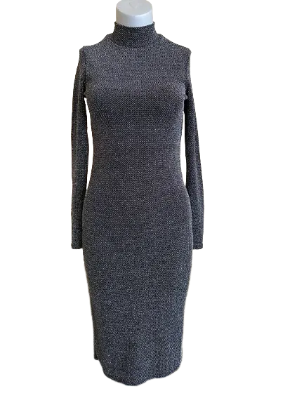 Bikkembergs Silver Black Metallic Bodycon Dress