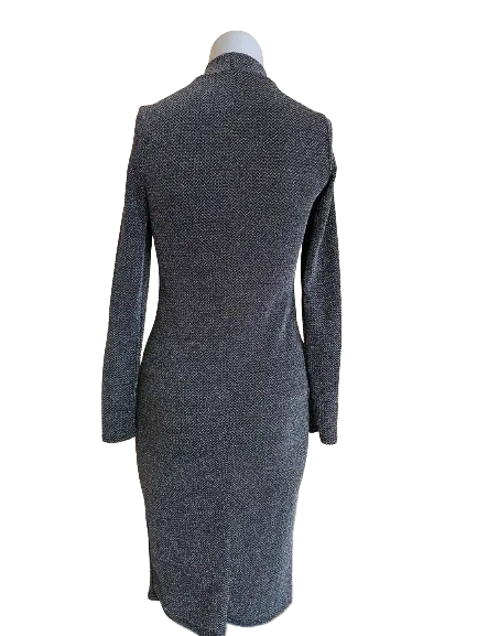 Bikkembergs Silver Black Metallic Bodycon Dress