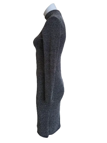 Bikkembergs Silver Black Metallic Bodycon Dress