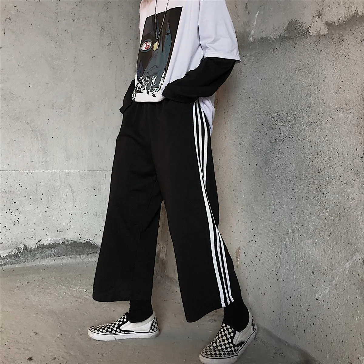 Black Contrast White Striped Jogger
