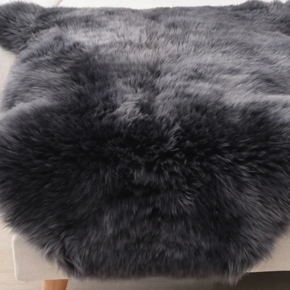 Black Soft Texture Shaggy Natural Fur Sheepskin Area Rug