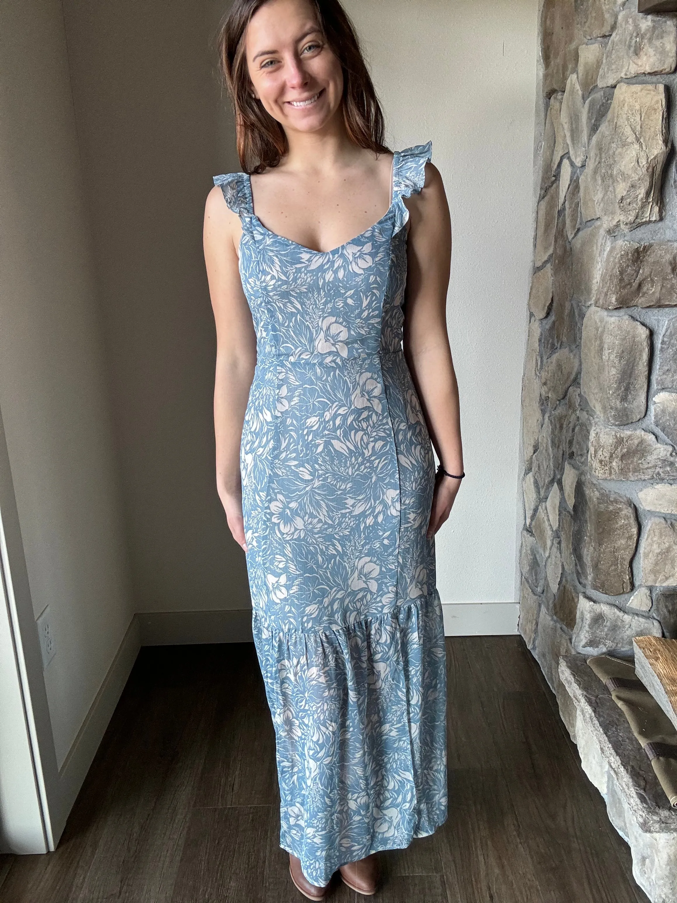 blue floral maxi dress