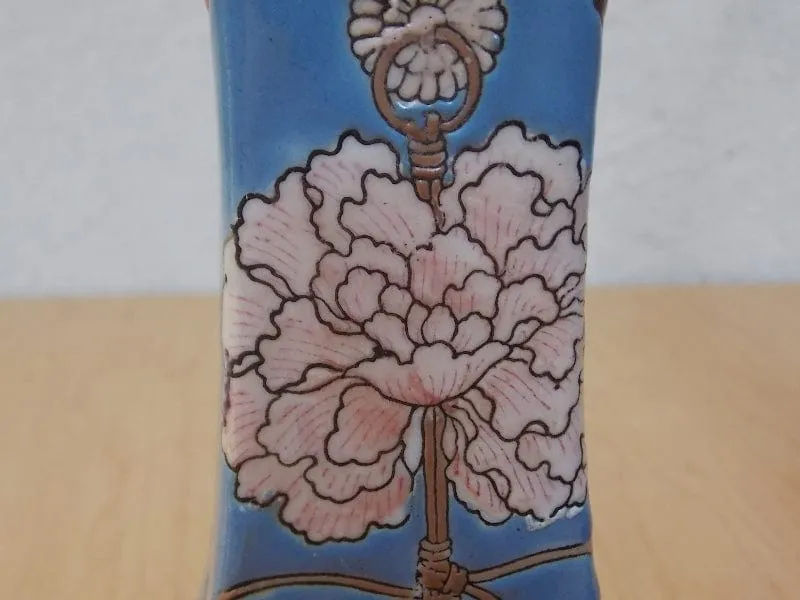 Blue White Ornate Ceramic Candle Holders, Chinese Inspired, Square Bases