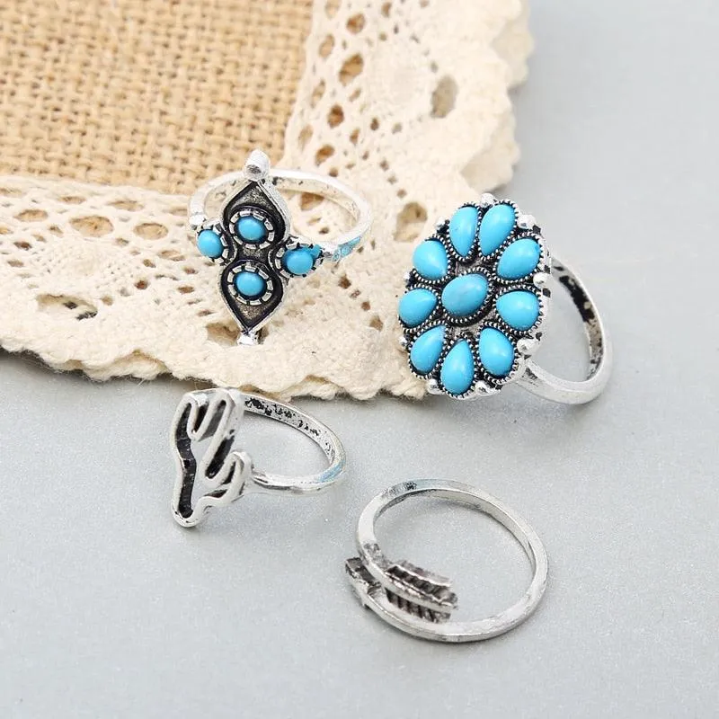 Bohemian Antique Rings Sets 9pcs
