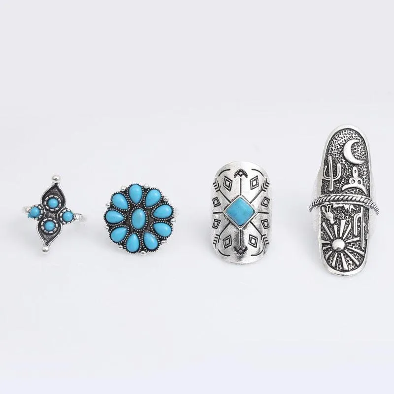 Bohemian Antique Rings Sets 9pcs