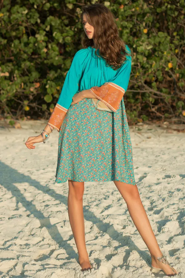 Bohemian Stand-up Collar Long Sleeve Dress