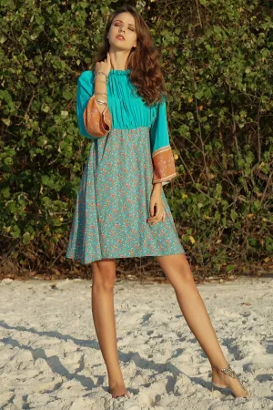 Bohemian Stand-up Collar Long Sleeve Dress