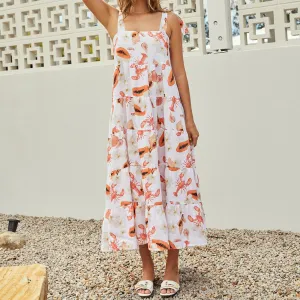 Boho Graphic Spaghetti Strap Midi Dress